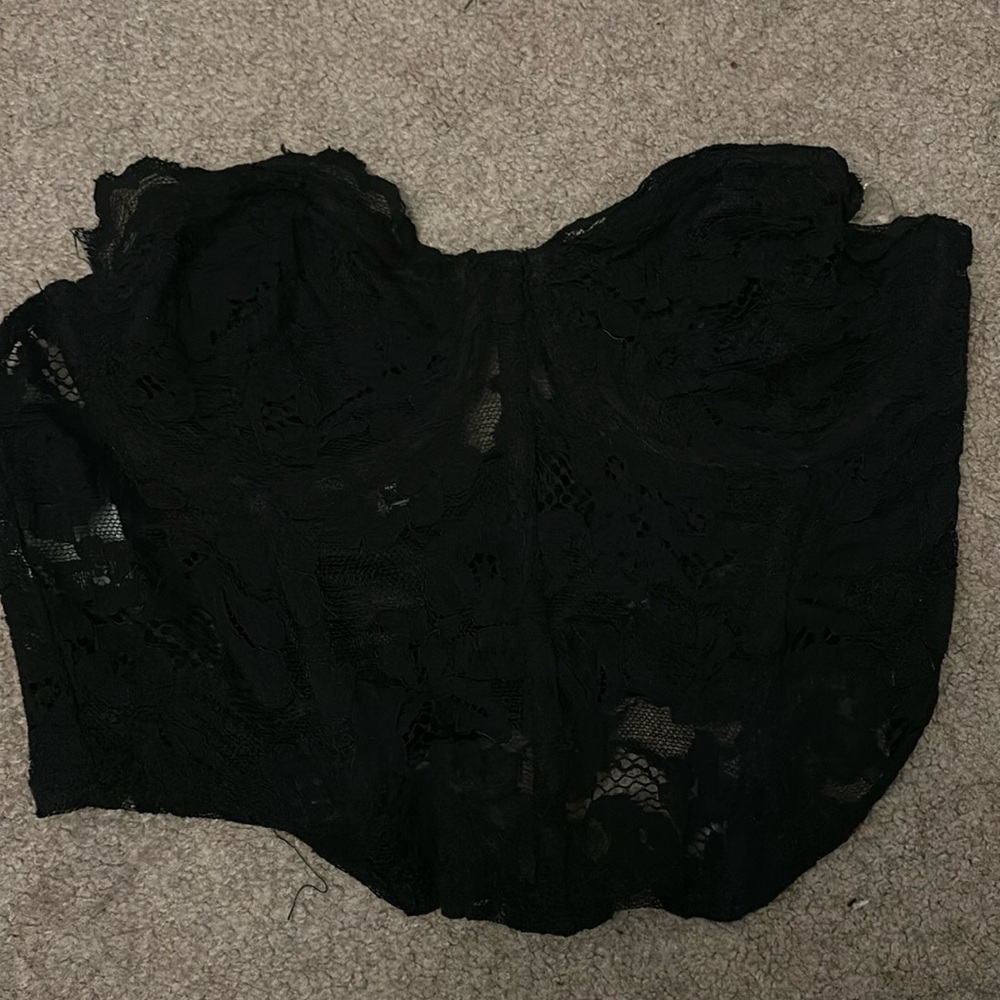 pacSun lace black see-through corset with zipper on the side